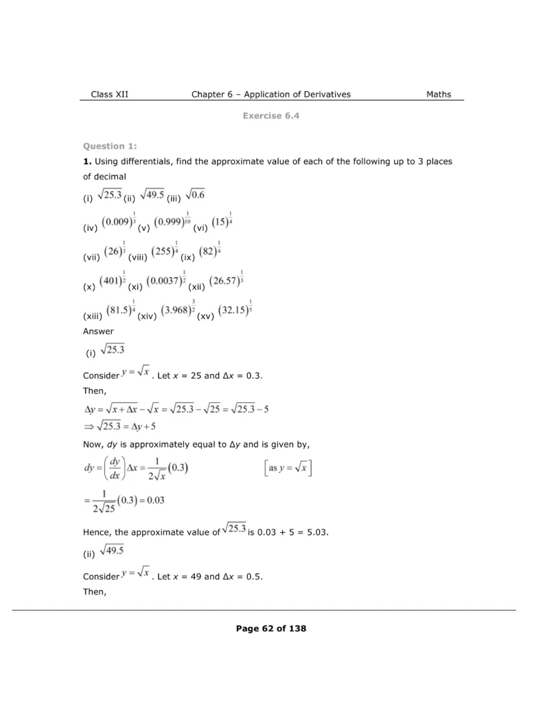 NCERT Class 12 Maths Chapter 6 Exercise 6.4 Solutions Image 1