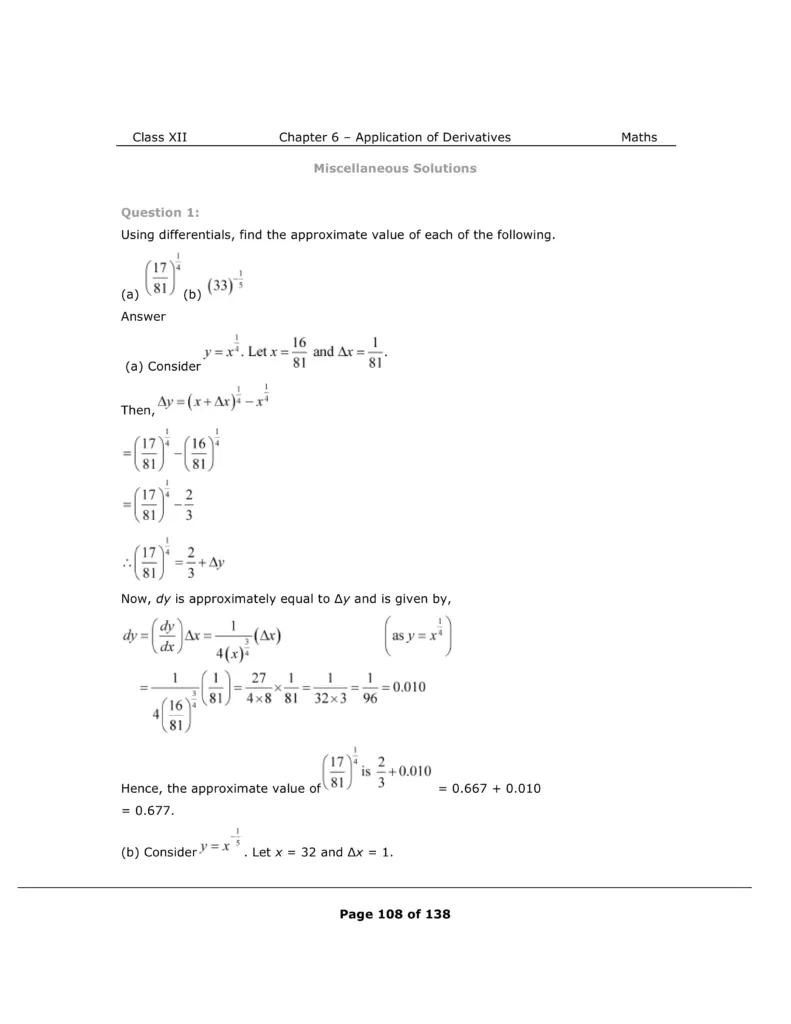 NCERT Solutions For Class 12 Maths Chapter 6 Miscellaneous Exercise Image 1