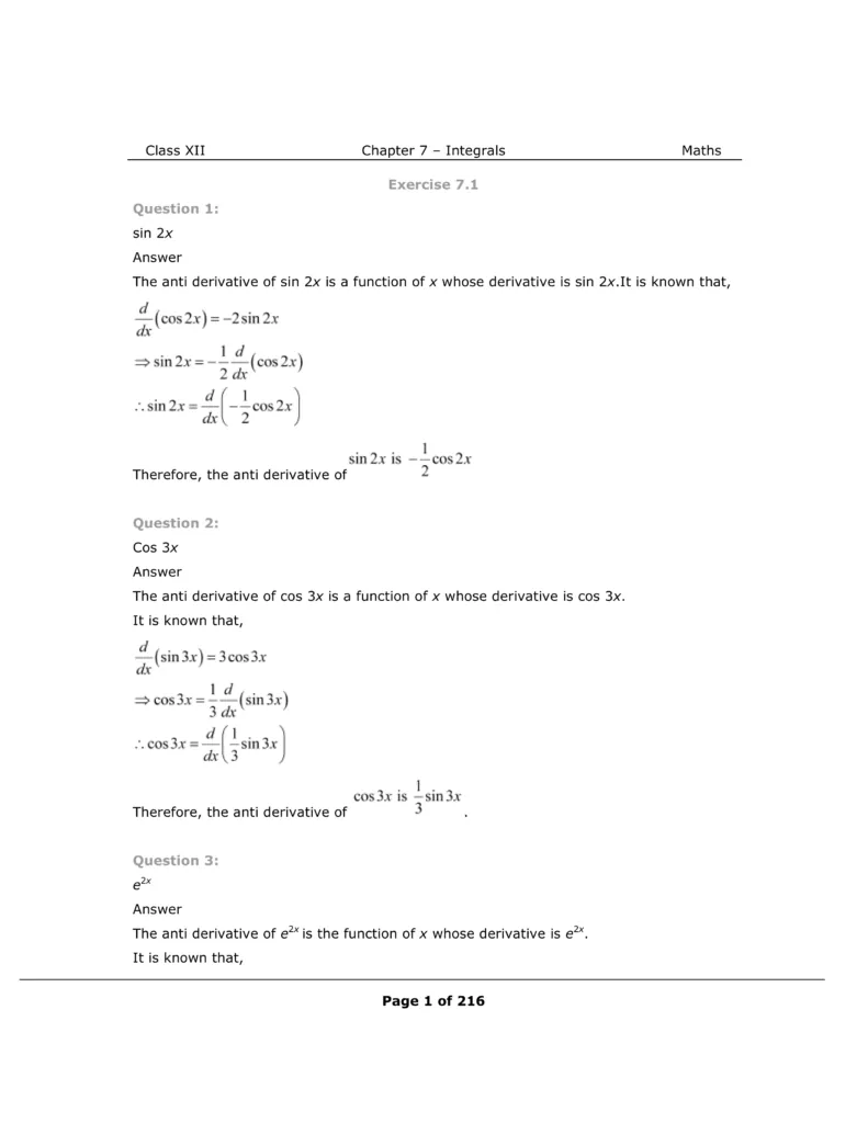 NCERT Class 12 Maths Chapter 7 Exercise 7.1 Solutions Image 1
