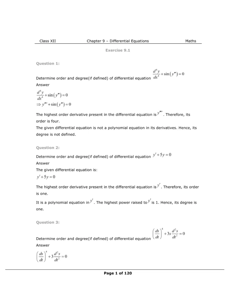 NCERT Class 12 Maths Chapter 9 Exercise 9.1 Solutions Image 1