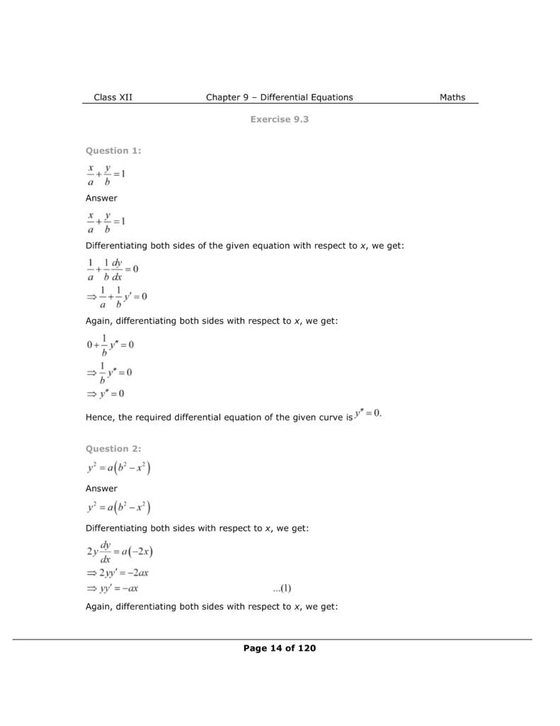 NCERT Class 12 Maths Chapter 9 Exercise 9.3 Solutions Image 1