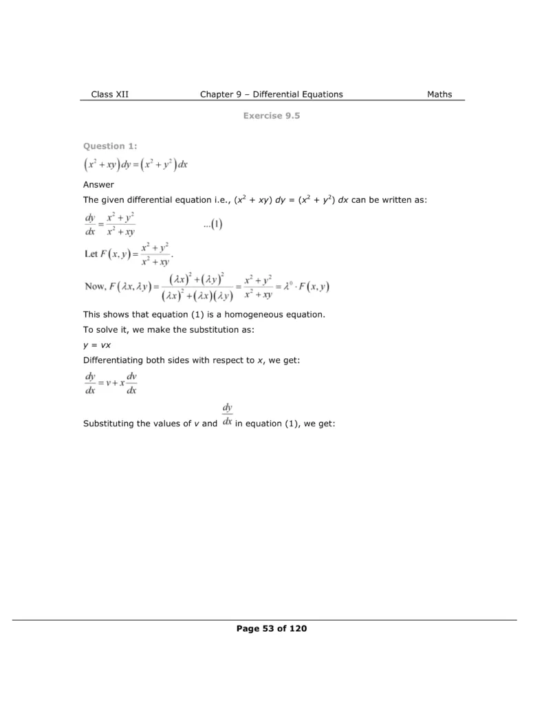 NCERT Class 12 Maths Chapter 9 Exercise 9.5 Solutions Image 1