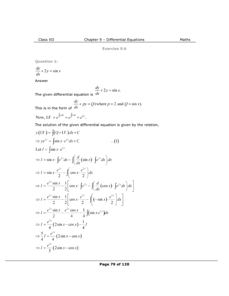 NCERT Class 12 Maths Chapter 9 Exercise 9.6 Solutions Image 1