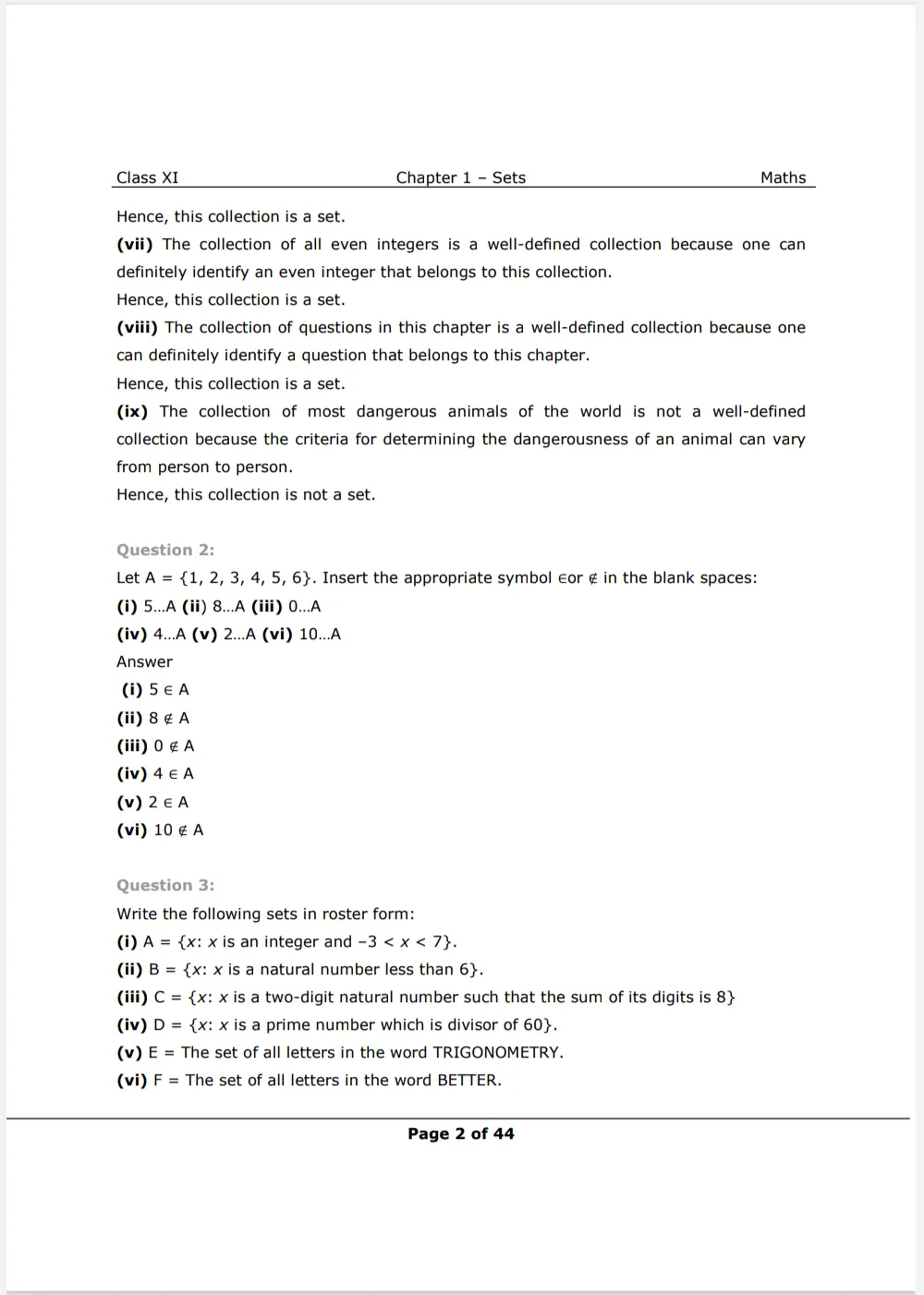 Class 11 Maths Chapter 1 Exercise 1.1 solutions Image 2