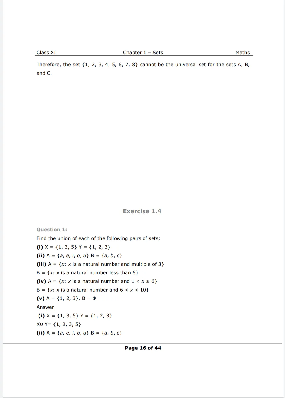 Class 11 Math chapter 1 exercise 1.4 Solutions Image 1