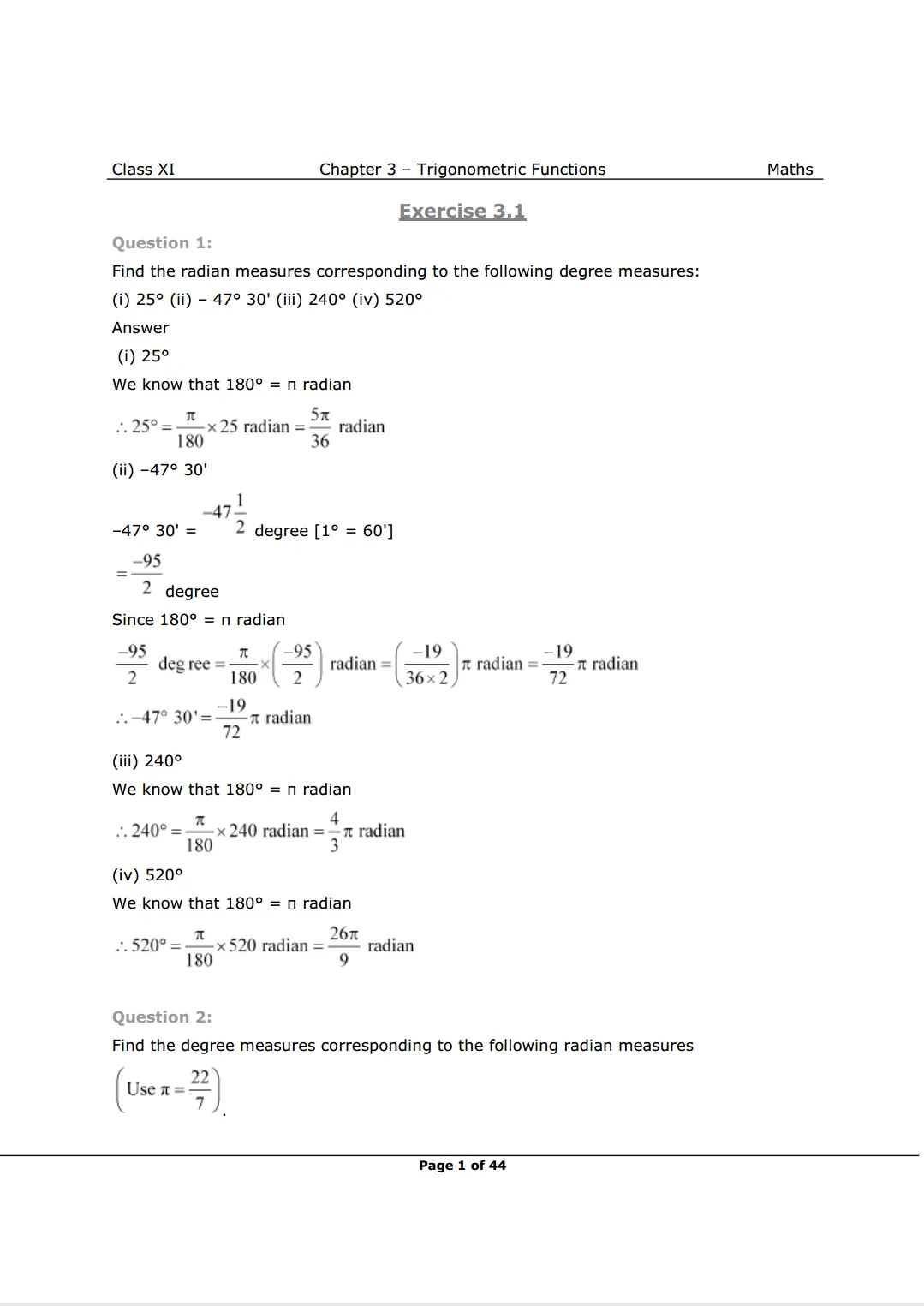 NCERT Solutions for Class 11 Maths chapter 3 Image 1
