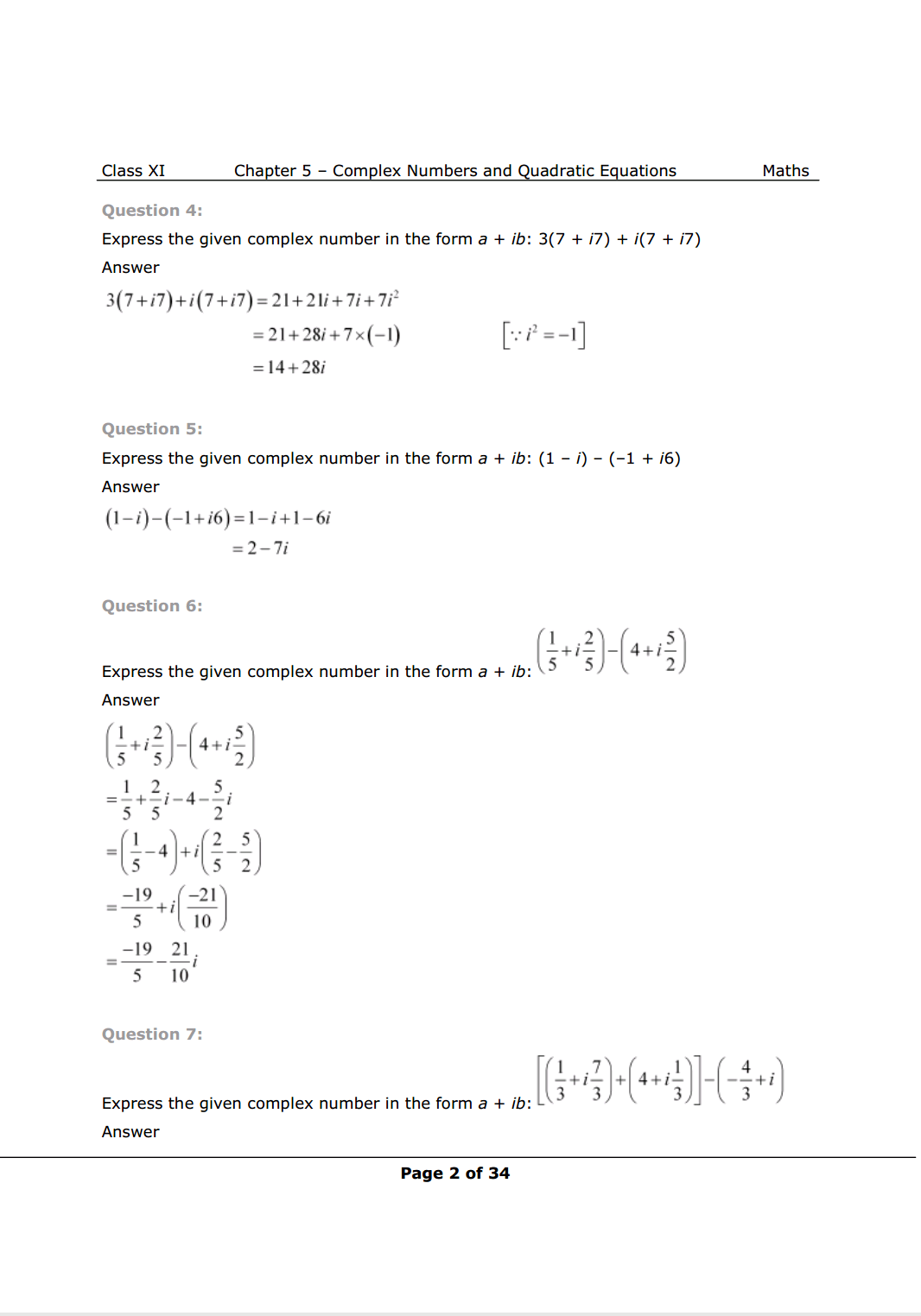 Class 11 math chapter 5 exercise 5.1 Solutions Image 2