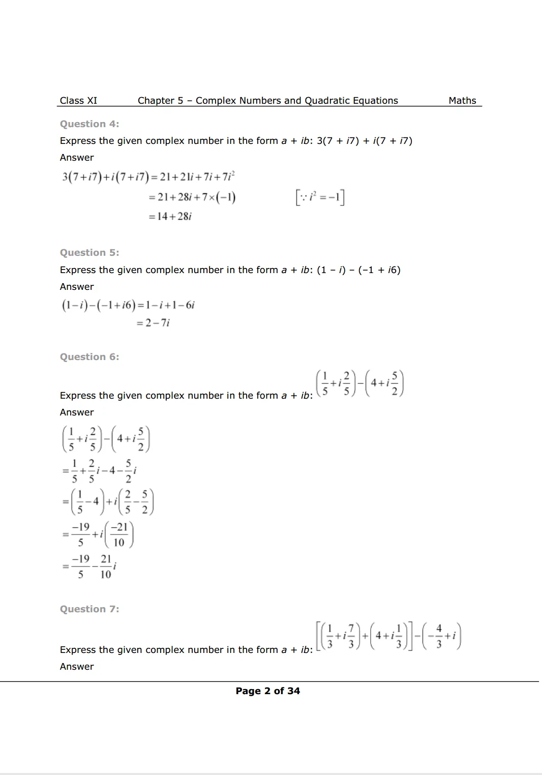 Class 11 math chapter 5 exercise 5.1 Solutions Image 2