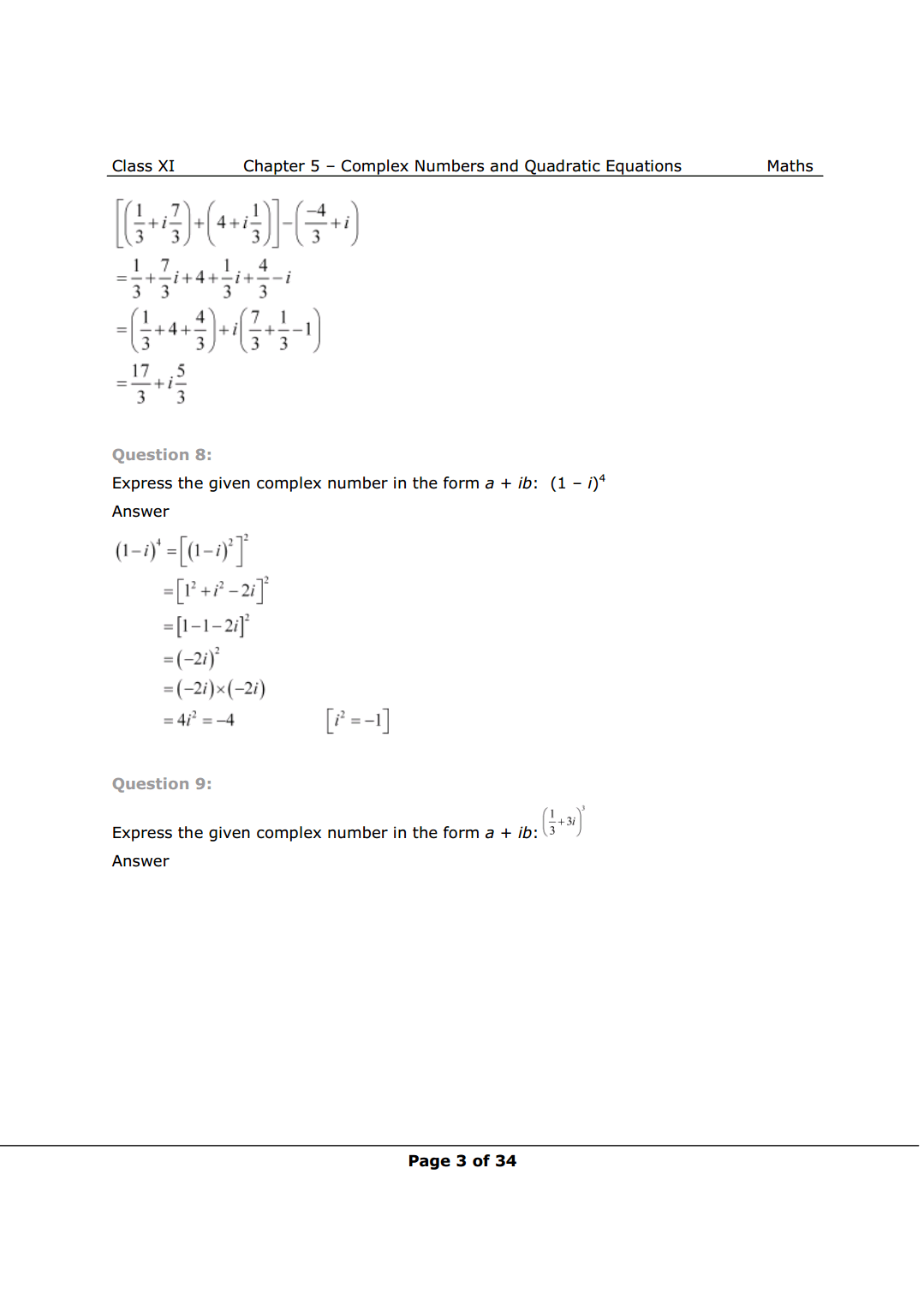 Class 11 math chapter 5 exercise 5.1 Solutions Image 3