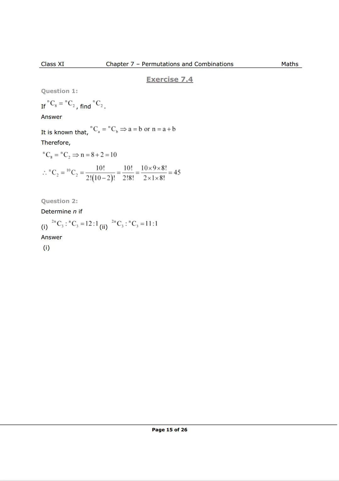 NCERT Class 11 Maths Chapter 7 Exercise 7.4 Solutions Image 1
