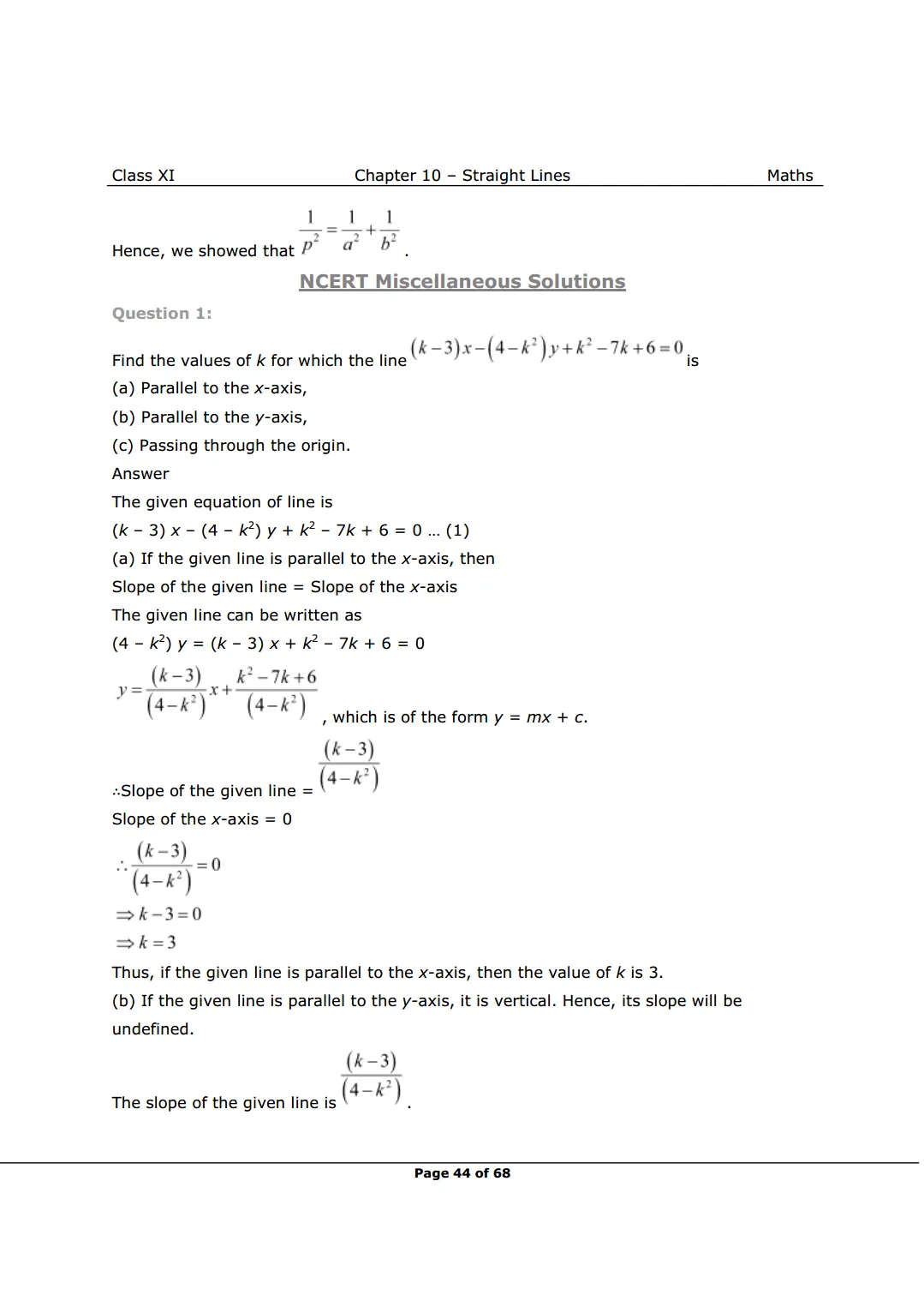 NCERT Solutions For Class 11 Maths Chapter 10 Miscellaneous Exercise Image 1