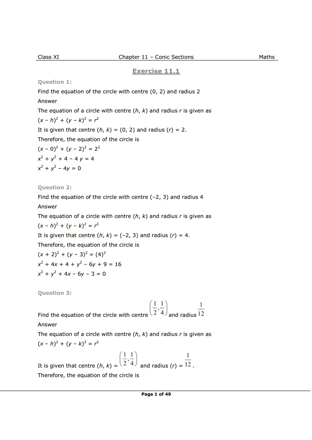 NCERT Solutions for Class 11 Maths chapter 11 Image 1