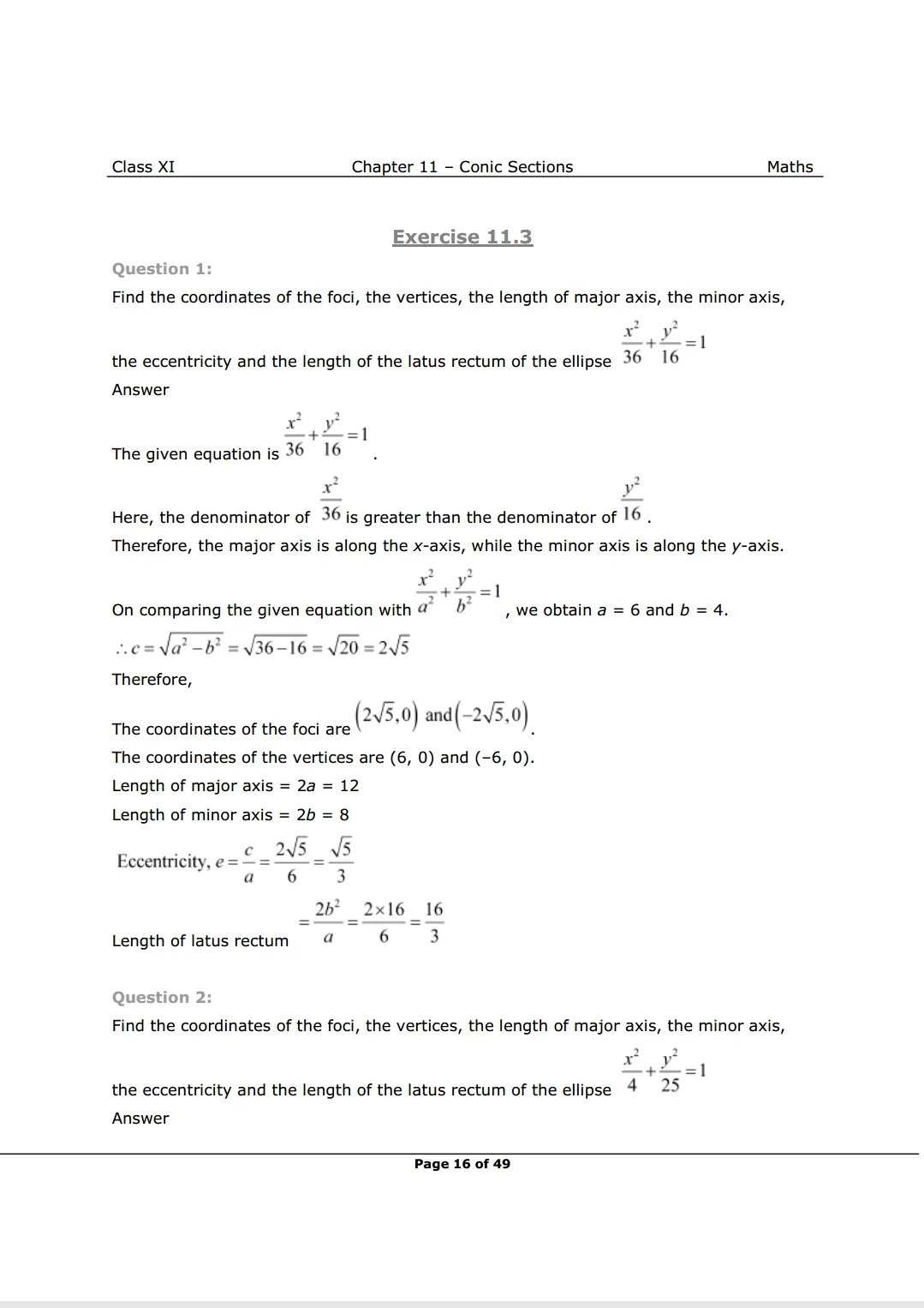 NCERT Class 11 Maths Chapter 11 Exercise 11.3 Solutions Image 1