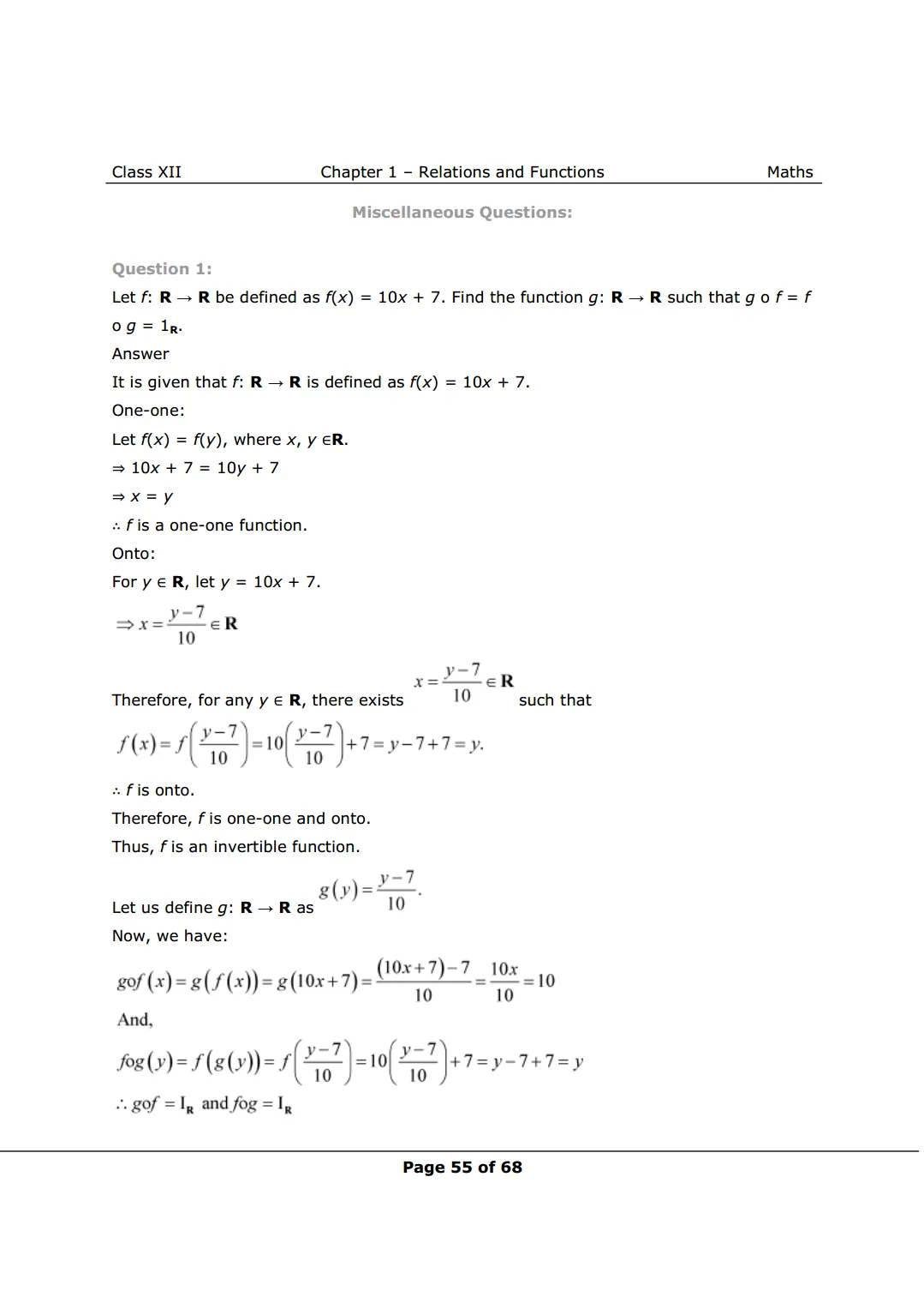 NCERT Solutions For Class 12 Maths Chapter 1 Miscellaneous Exercise image 1