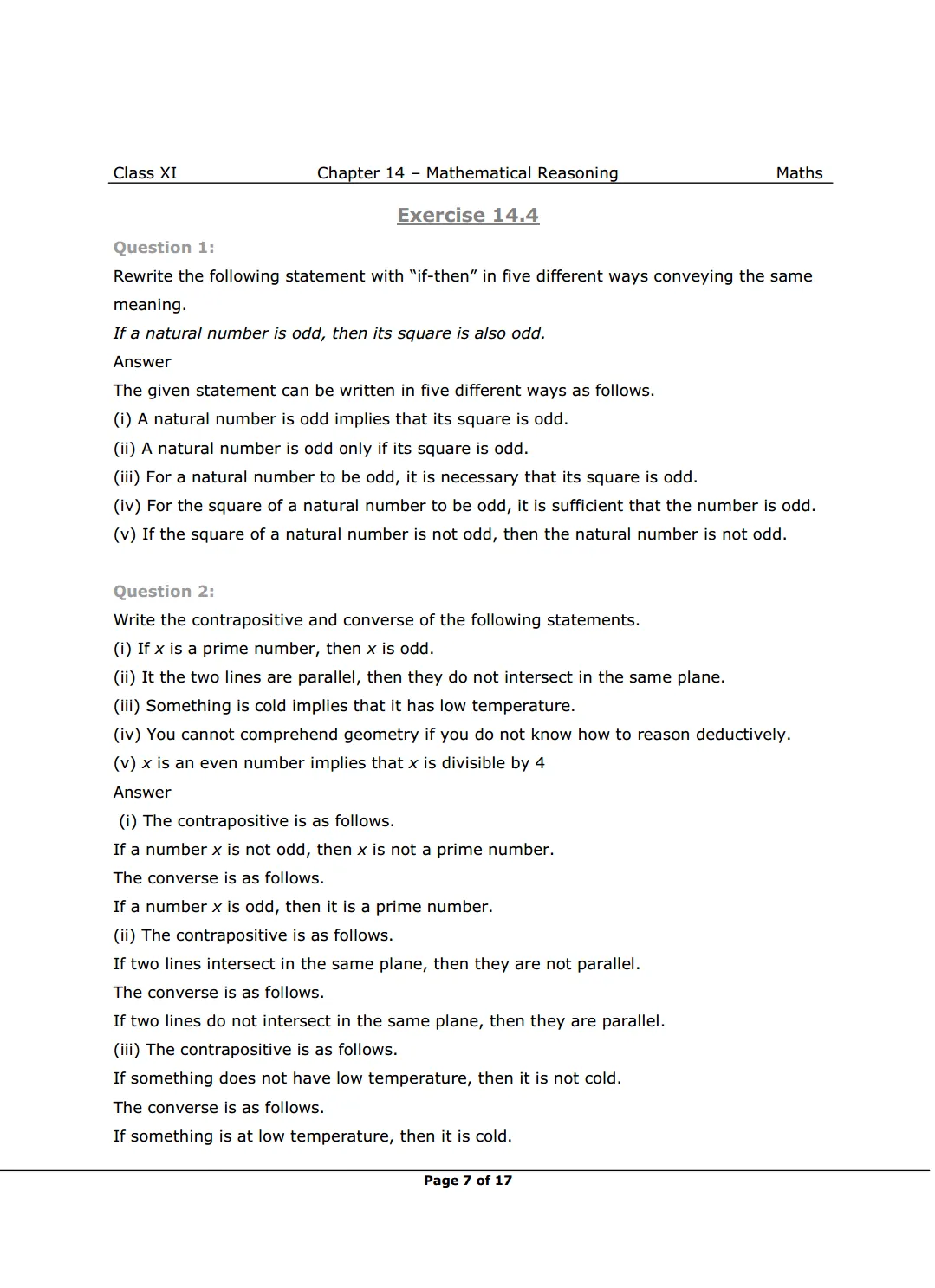 NCERT Class 11 Maths Chapter 14 Exercise 14.4 Solutions image 1