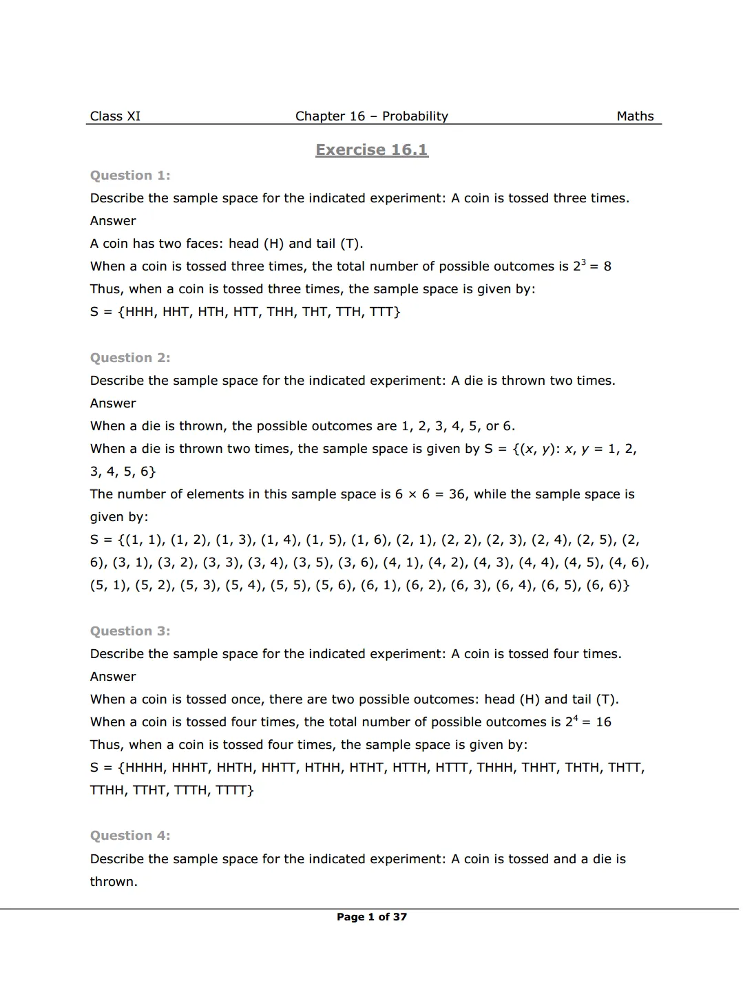NCERT Class 11 Maths Chapter 16 Exercise 16.1 Solutions image 1