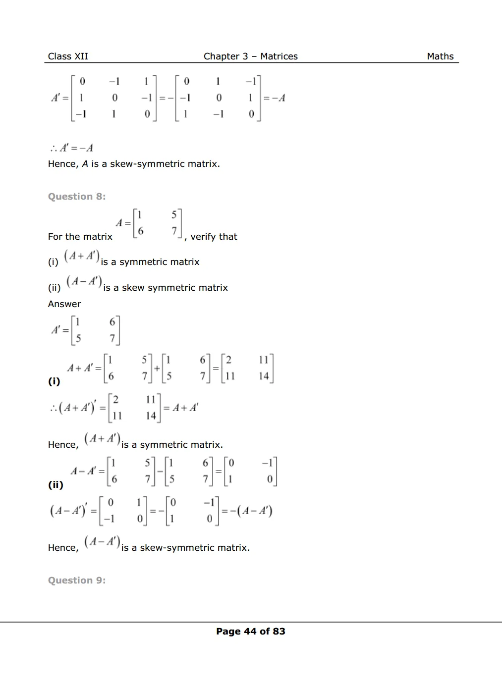 NCERT Class 12 Maths Chapter 3 Exercise 3.3 Solutions Image 9