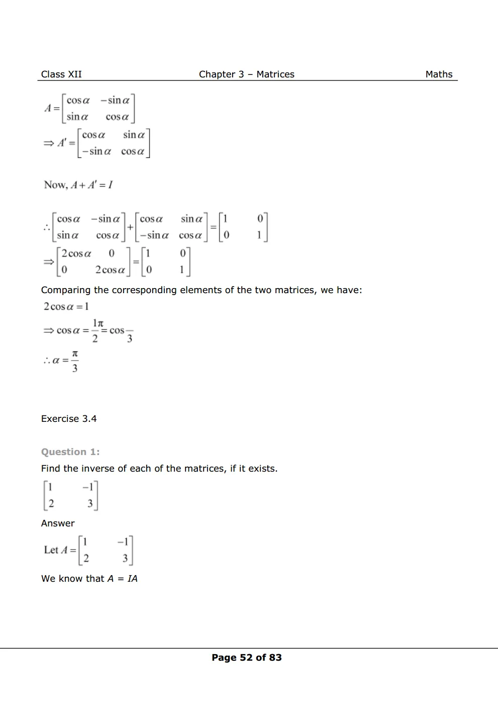 NCERT Class 12 Maths Chapter 3 Exercise 3.4 Solutions Image 1