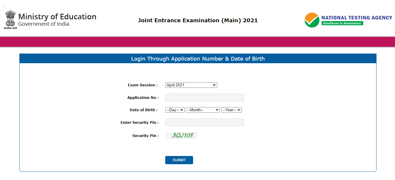 JEE Main Admit card 2021 Released - JEE Main Exam Session 3 April 2021 - eSaral