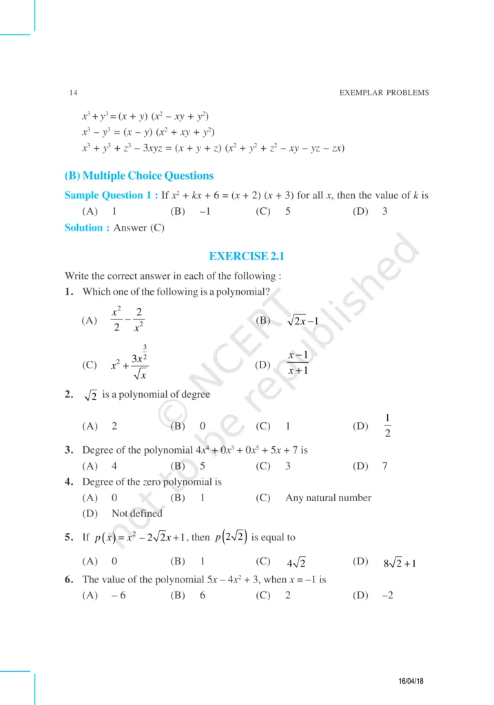 NCERT Exemplar Class 9 Maths Chapter 2 Image 2