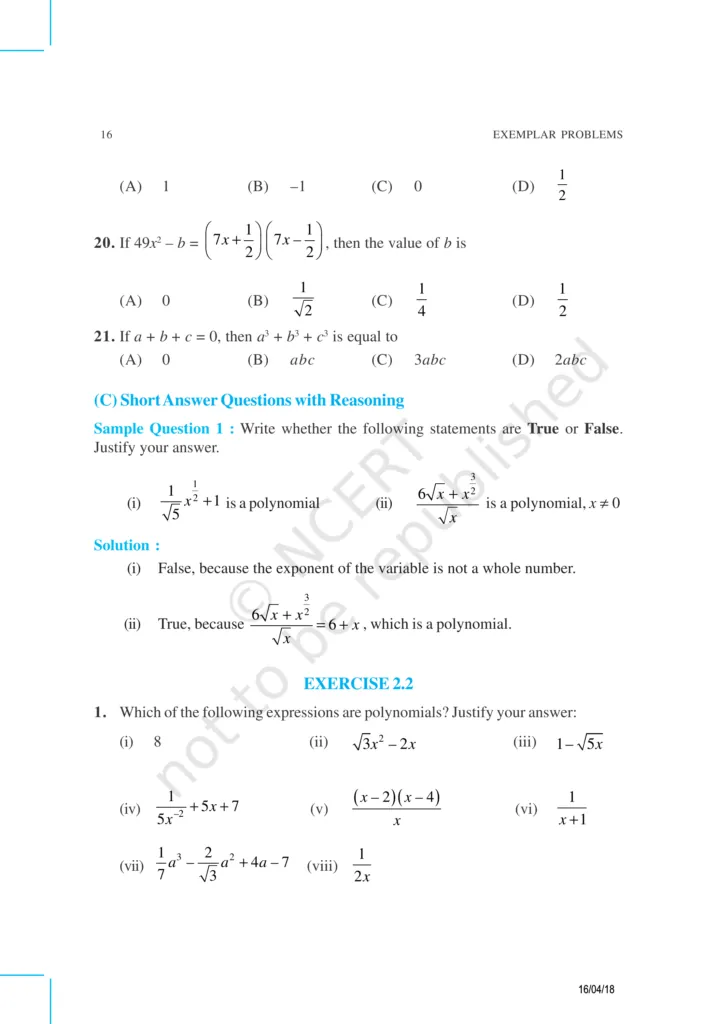 NCERT Exemplar Class 9 Maths Chapter 2 Image 4