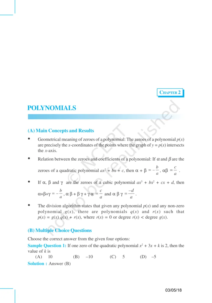NCERT Exemplar Class 10 Maths Chapter 2 Image 1