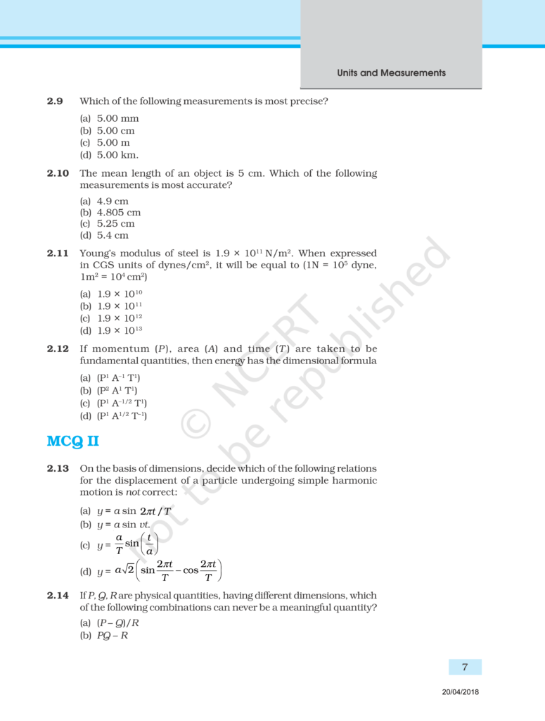 NCERT Exemplar Class 11 Physics Chapter 2 Image 3
