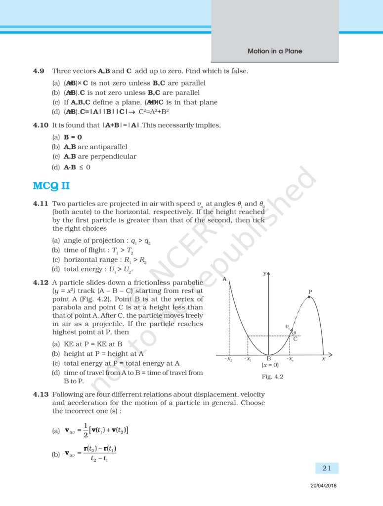 NCERT Exemplar Class 11 Physics Chapter 4 Image 3