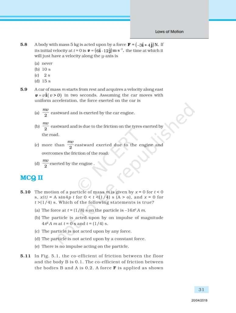 NCERT Exemplar Class 11 Physics Chapter 5 Image 3
