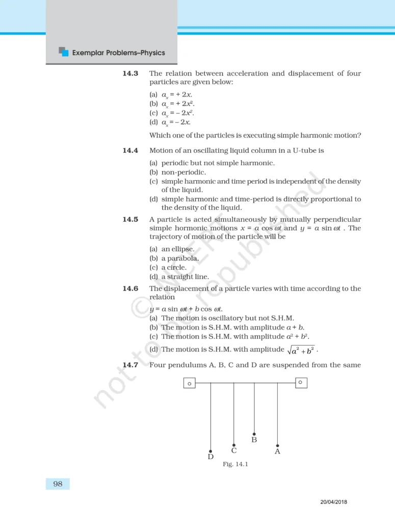 NCERT Exemplar Class 11 Physics Chapter 14 Image 2