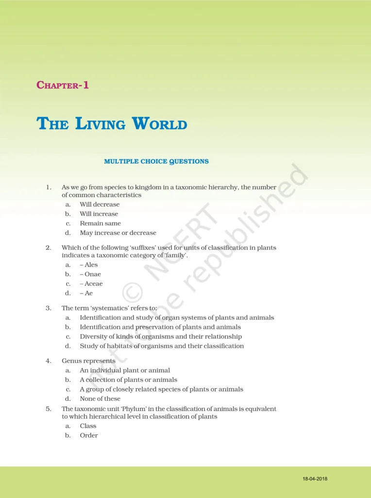 NCERT Exemplar Class 11 Biology Chapter 1 Image 1