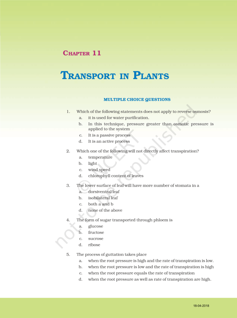 NCERT Exemplar Class 11 Biology Chapter 11 Image 1
