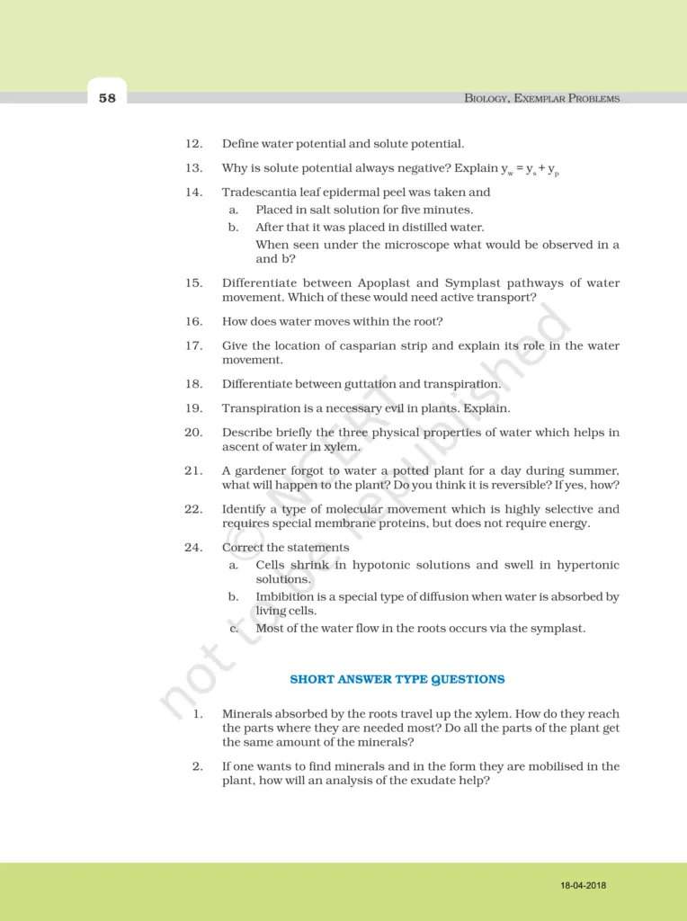 NCERT Exemplar Class 11 Biology Chapter 11 Image 5
