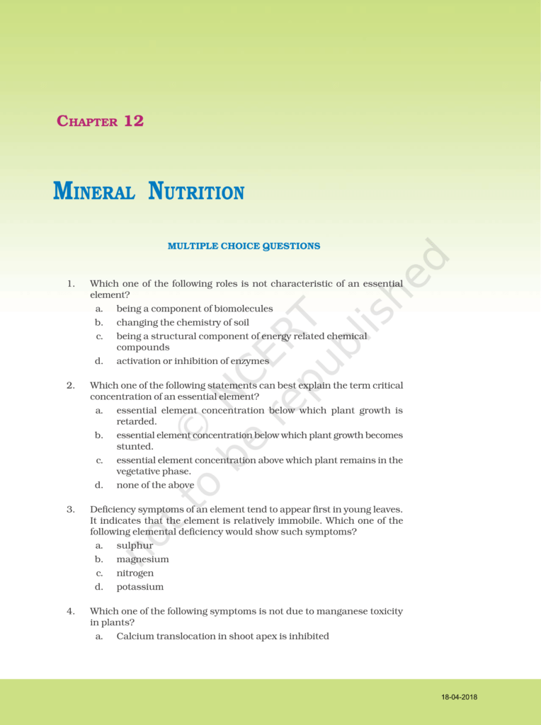 NCERT Exemplar Class 11 Biology Chapter 12 Image 1