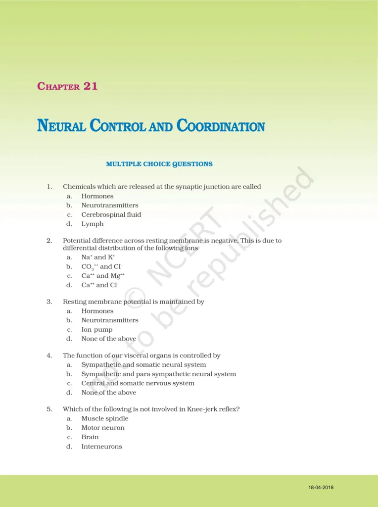 NCERT Exemplar Class 11 Biology Chapter 21 Image 1