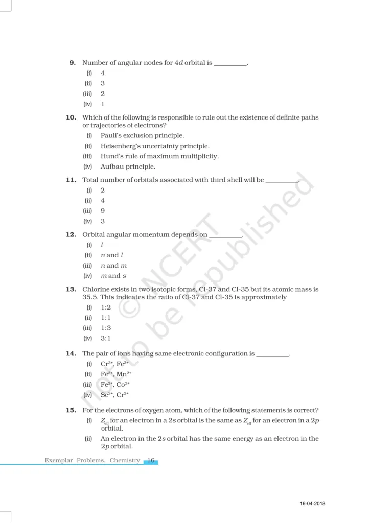 NCERT Exemplar Class 11 Chemistry Chapter 2 Image 3