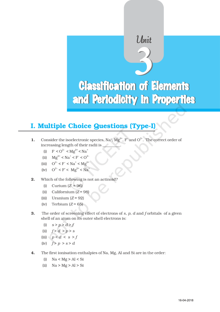 NCERT Exemplar Class 11 Chemistry Chapter 3 Image 1