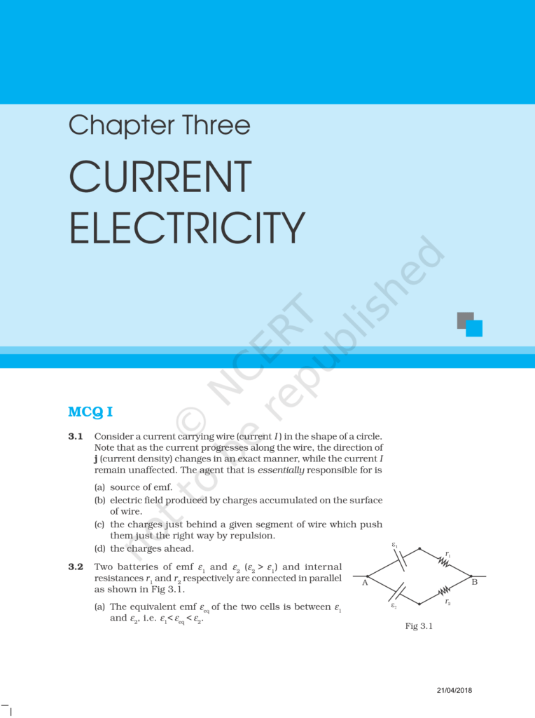 NCERT Exemplar Class 12 Physics Chapter 3 Image 1