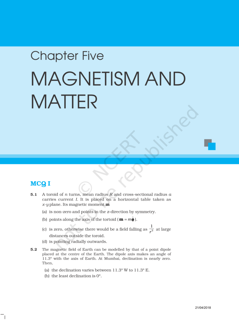 NCERT Exemplar Class 12 Physics Chapter 5 Image 1