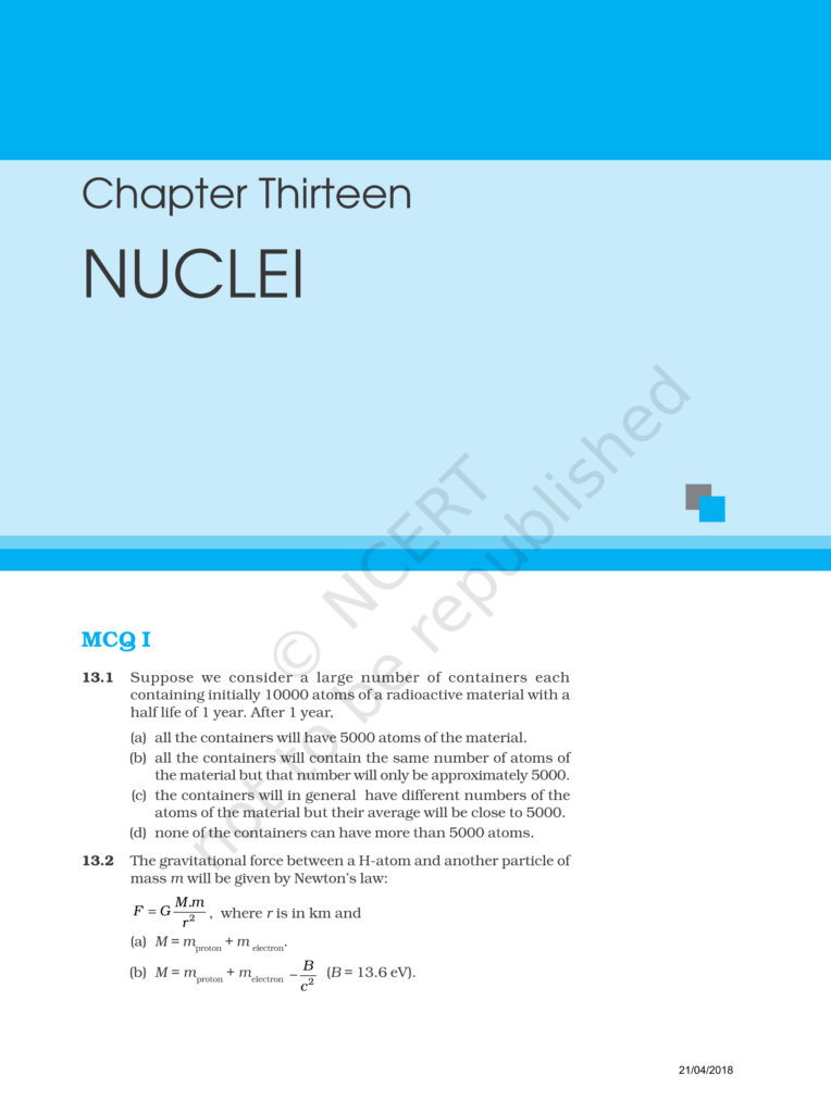 NCERT Exemplar Class 12 Physics Chapter 13 Image 1