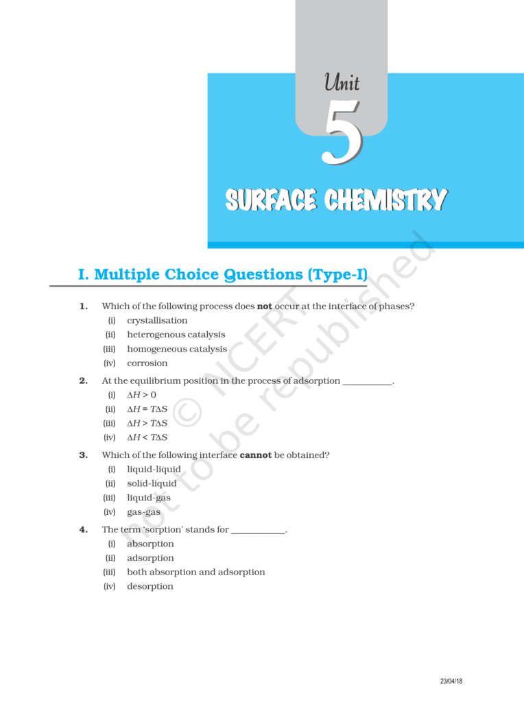 NCERT Exemplar Class 12 Chemistry Chapter 5 Image 1