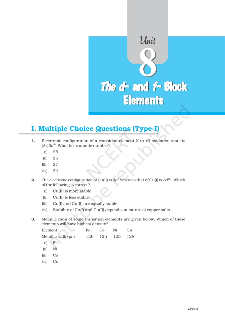 NCERT Exemplar Class 12 Chemistry Chapter 8 Image 1
