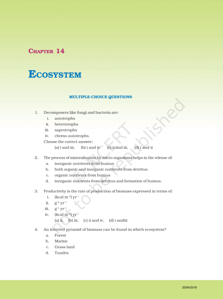 NCERT Exemplar Class 12 Biology Chapter 14 Image 1