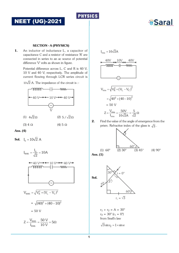 NEET 2021 Question Paper with Solutions in PDF Image 2