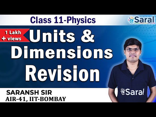 Units and Dimensions Revision - Physics Class 11, JEE, NEET