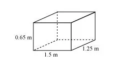 A plastic box 1.5 m long, 1.25 m wide and 65 cm deep, is to be made. 