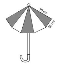 An umbrella is made by stitching 10 triangular pieces of 