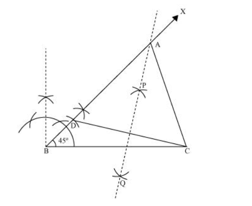 Construct a triangle ABC in which BC = 8 cm,