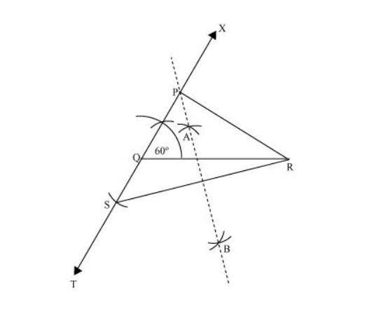 Construct a triangle PQR in which QR = 6 cm, ∠Q = 60°