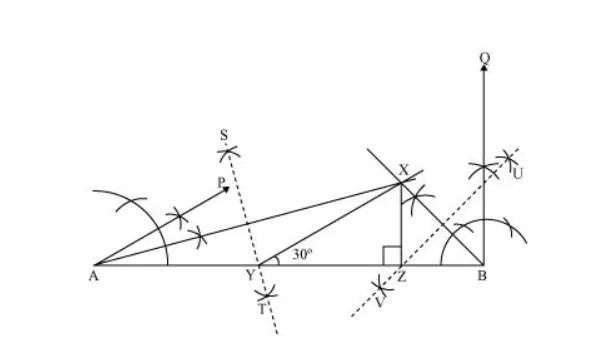 Construct a triangle XYZ in which ∠Y = 30°